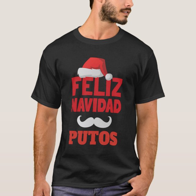 Awkward Pappa Jokes Feliz Navidad Putos jul T Shirt (Framsida)