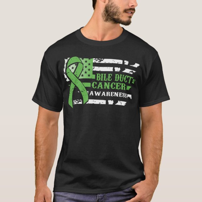 Awkward Stil USA flagga Bile Duct Cancer Awareness T Shirt (Framsida)