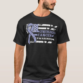 Awkward Stil USA flagga Gynecologic Cancer Awarene T Shirt