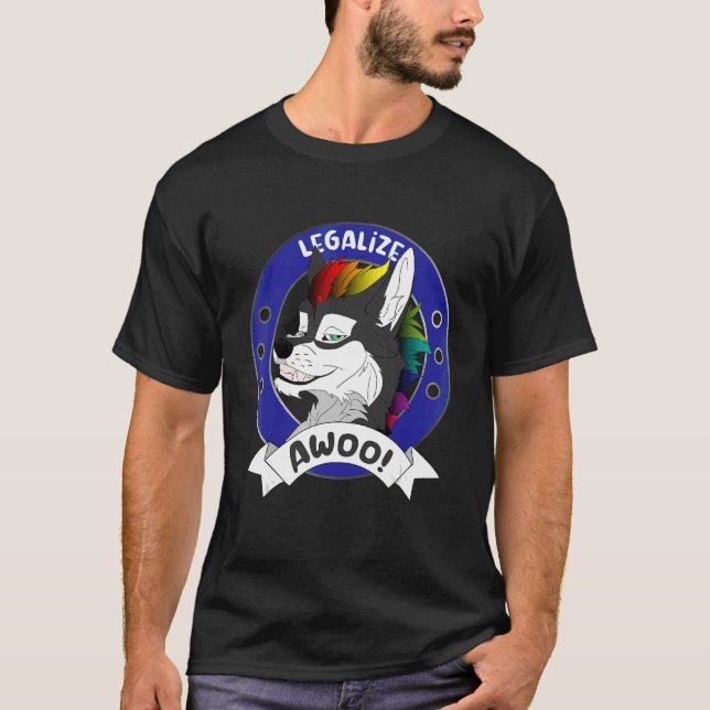  Awoo Gay pride Hårig Fandom Fursuiting Co. T Shirt (Framsida)