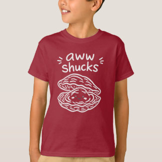 Aww Shucks Söt Oyster Handritad Vit Linje Konst T Shirt