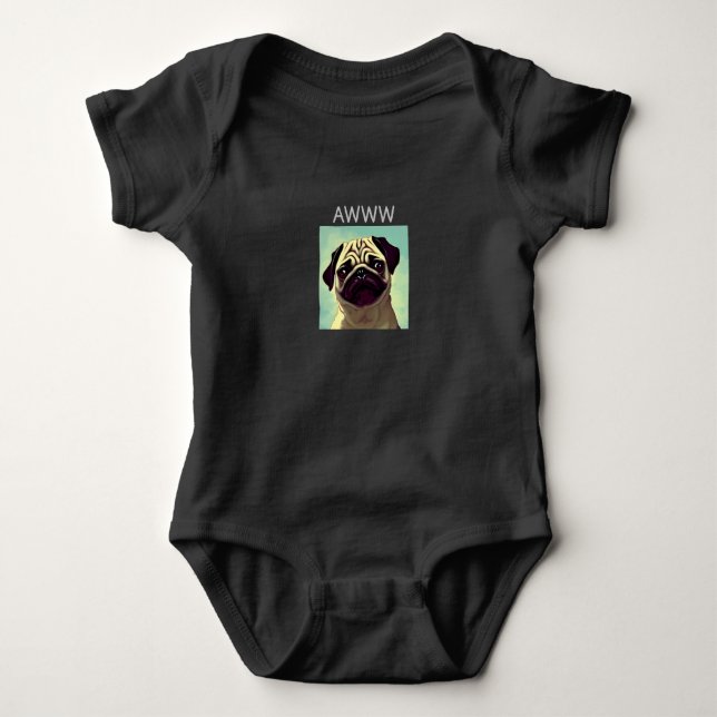 Awww Cutest Pug All Cute Puppy Tecknad T Shirt (Framsida)