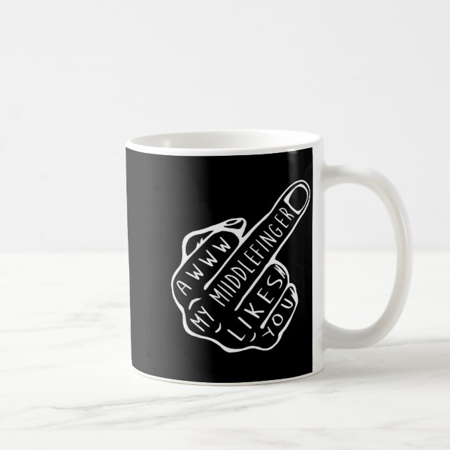 Awww min långfinger gillar dig  kaffemugg (Höger)