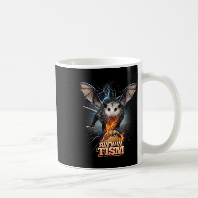 Awww Tism Funny Opossum Fladdermus Spit Fire Oposs Kaffemugg (Höger)