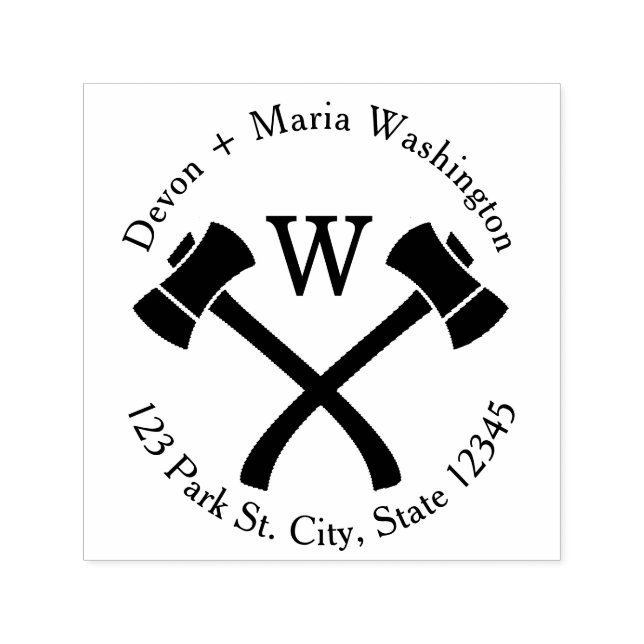 Ax Monogram Adress Självfärgande Stämpel (Design)