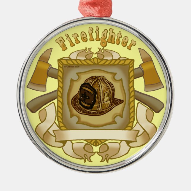 Ax Shield FireFighter-prydnadsföremål Julgransprydnad Metall (Framsidan)