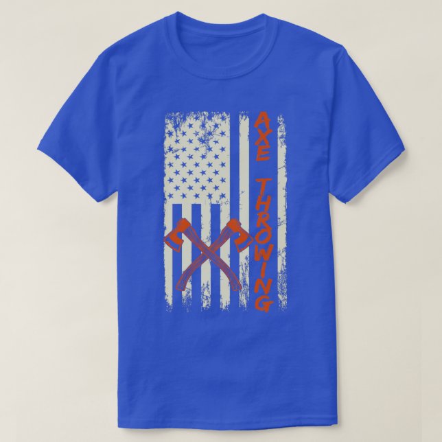 Ax som kastar amerikansk flagga som kastar axlar C T Shirt (Design framsida)
