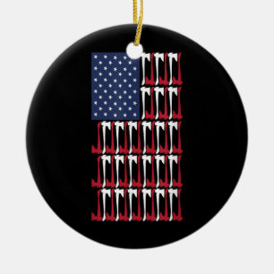 Ax Throrowing American Flagga for Lumberjacks Julgransprydnad Keramik
