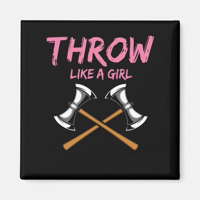 Ax Thrower Girl Woodworking Ax Throwing Magnet (Framsidan)