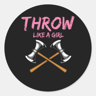 Ax Thrower Girl Woodworking Ax Throwing Runt Klistermärke
