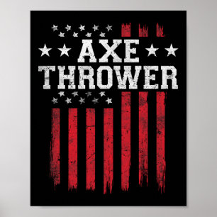 Ax Thrower Proud American Flagga Usa Patriot Patri Poster