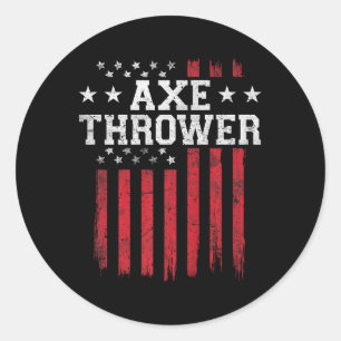 Ax Thrower Proud American Flagga Usa Patriot Patri Runt Klistermärke