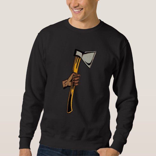 Ax Thrower Target Hatchet Lumberjack Hand Ax Th Lång Ärmad Tröja (Framsida)