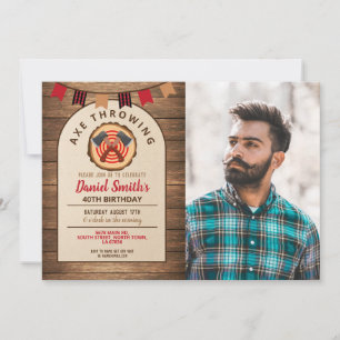 Ax Throwing Birthday Lumberjack Photo Inbjudningar