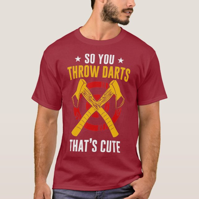 Ax Throwing Hatchet Lumberjack Hobby Darts T Shirt (Framsida)