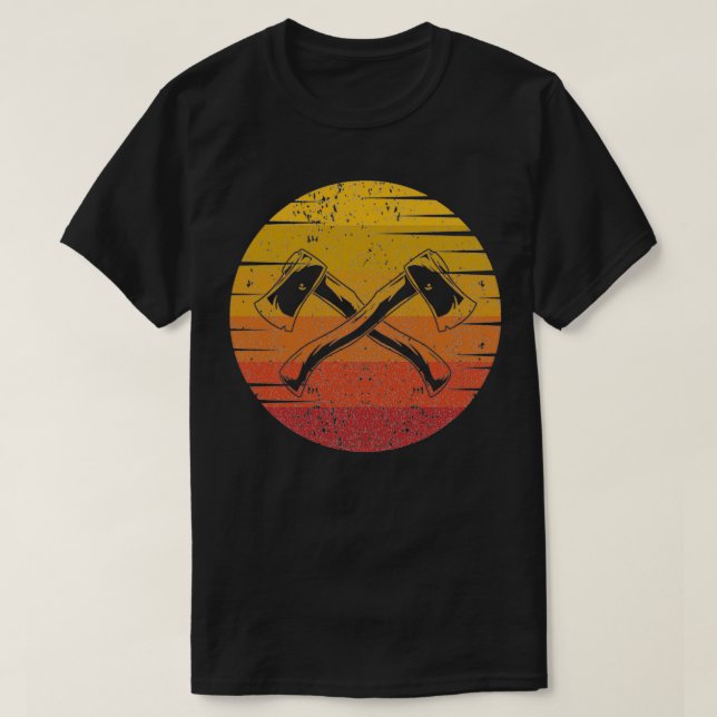 Ax Throwing Retro Sunset Ax Throwing Hatchett Lu T Shirt (Design framsida)