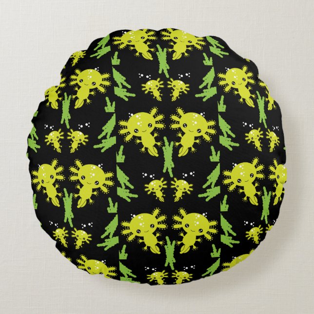 Axaotl Salamander Kids Gift Rund Kudde (Framsidan)