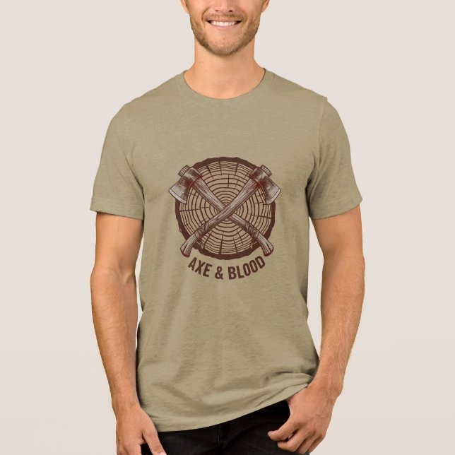 AXE & BLOOD – Rustikt skräckemblem för modiga acce T Shirt (Framsida)