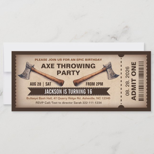 Axe Throwing Birthday Invitation Inbjudningar (Framsida)
