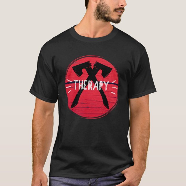 Axe Throwing Therapy Graphic T Shirt (Framsida)