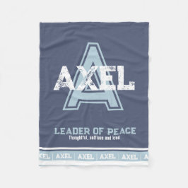 Axel namn betyder sportmonogram blåvita fleecefilt