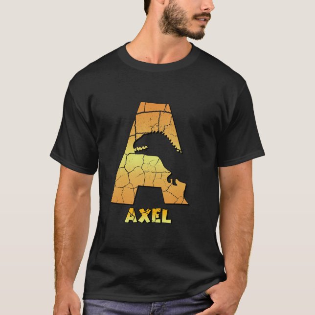 Axel personlig boys dinosaur, söta anpassningsbar t shirt (Framsida)