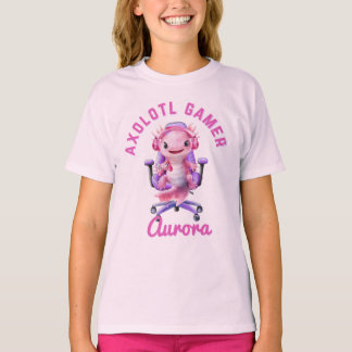 Axelotl Mysigt Gamer Girl Rosa Cute Axolotl Namn T Shirt