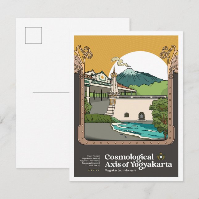 Axis of Yogyakarta Indonesia Travel Vykort (Fram/baksida)