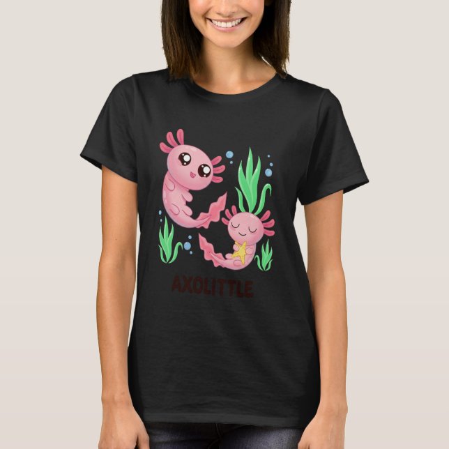 Axolittle Cute Axolotl Pun Funny Little Sister Bro T Shirt (Framsida)