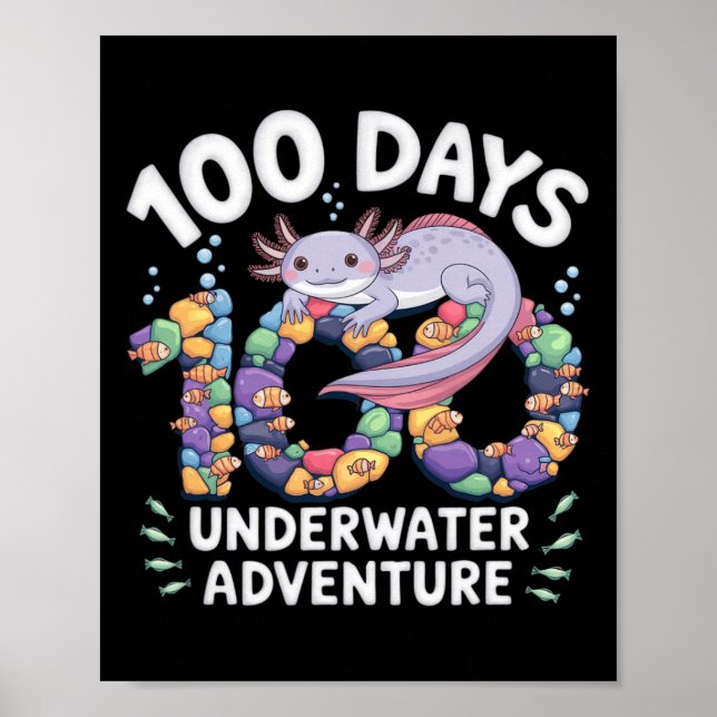 Axolotl 100 dagar för undervattensgymnasiet Äventy Poster (Framsidan)