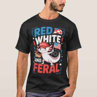 Axolotl 4:e Juli USA Röd Vit Och T Shirt