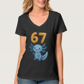Axolotl 67 Meme Six Seven Balloon Funny Gen Alpha  T Shirt