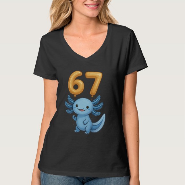 Axolotl 67 Meme Six Seven Balloon Funny Gen Alpha  T Shirt (Framsida)
