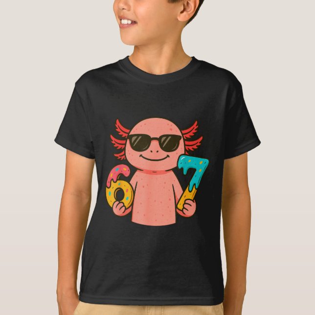 Axolotl 67 Meme Six Seven Funny Ice Cream Drip  T Shirt (Framsida)
