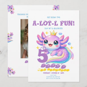 Axolotl Alotl Rolig Födelsedagsfest Inbjudan,Axolo Inbjudningar