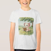 Axolotl älskar att läsa – Vattenfärg Barn T-Shirt