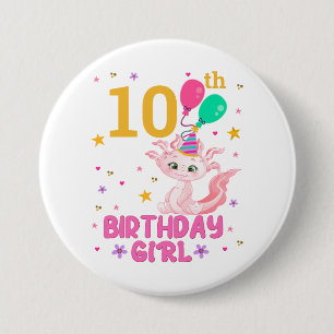 Axolotl Älskare Birthday Girl Salamander Amphibiou Knapp
