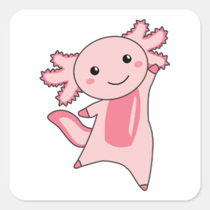 Axolotl Älskare Cute Animals För barn Rosa Fyrkantigt Klistermärke