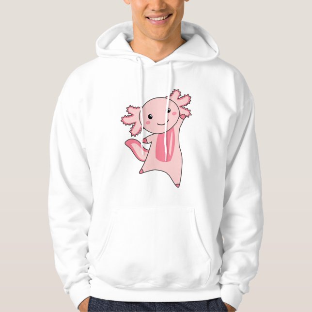 Axolotl Älskare Cute Animals För barn Rosa Hoodie (Framsida)