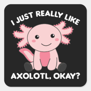 Axolotl Älskare Cute Animals För barn Rosa Square  Fyrkantigt Klistermärke