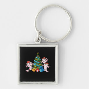 Axolotl Älskare Kids Julgran Gift Axolotl Fyrkantig Silverfärgad Nyckelring
