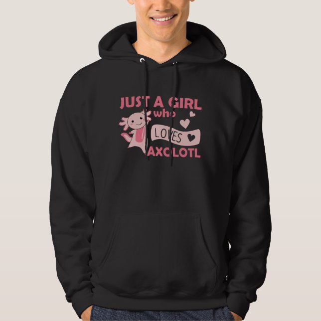 Axolotl Älskare Sweet Animals for Girls Rosa Hoodie (Framsida)