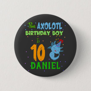 Axolotl Anpassningsbar Birthday Boy Matching Knapp