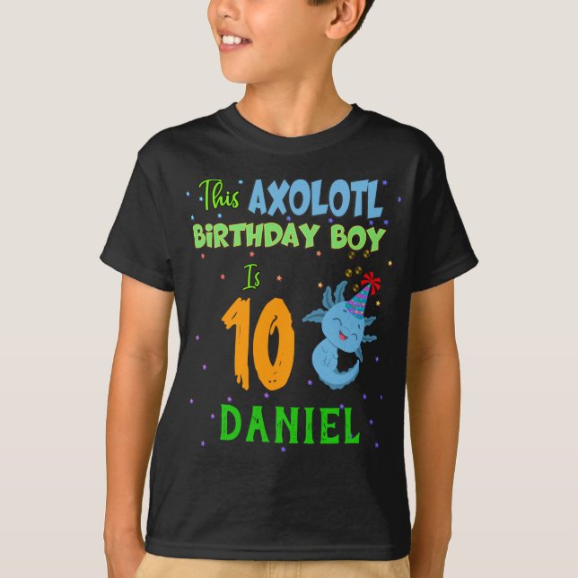 Axolotl Anpassningsbar Birthday Boy Matching T Shirt (Framsida)