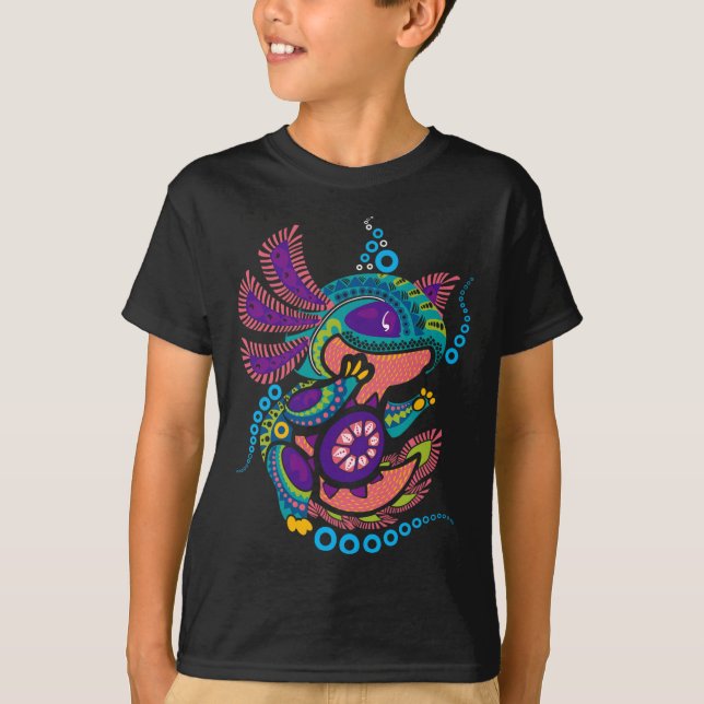 Axolotl Art Aztec Mexican Salamander Mexico Cinco T Shirt (Framsida)
