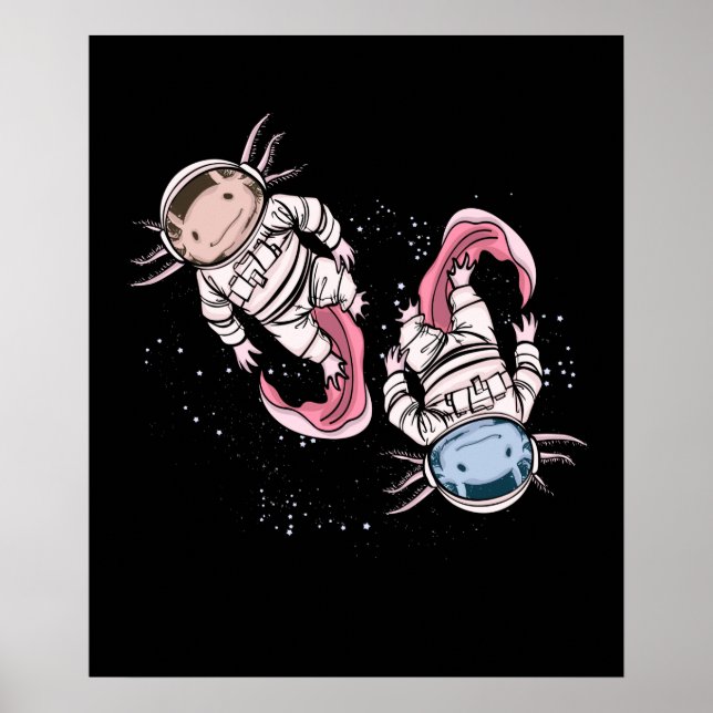 Axolotl Astronaut Gift Kids Rymden Axol Poster (Framsidan)