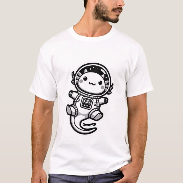 Axolotl Astronaut – Söt rymdillustration med C T Shirt (Framsida)