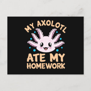 Axolotl Ate Homwork Kawaii Animal Lover Pet Owner Inbjudan Vykort