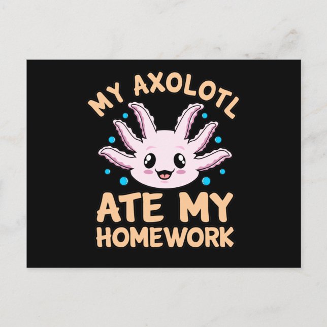 Axolotl Ate Homwork Kawaii Animal Lover Pet Owner Inbjudan Vykort (Framsida)
