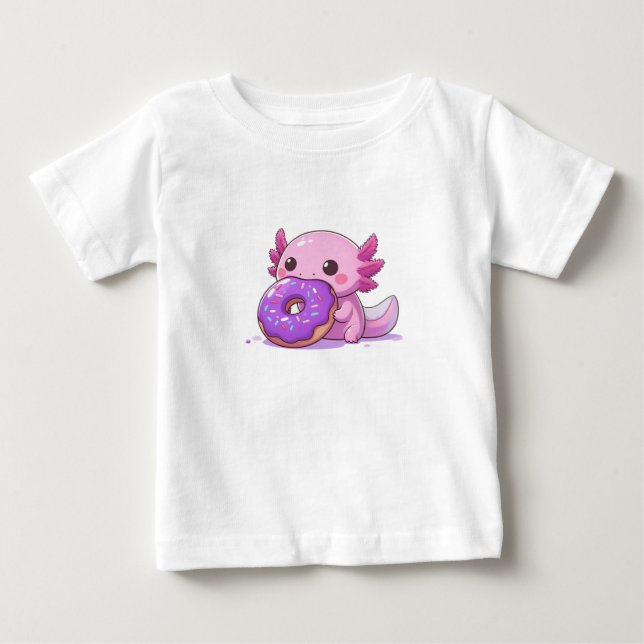 Axolotl äter lila munkar. t shirt (Framsida)